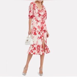 SOLD ⭐️ SALONI Pink and Red Ruffled Tiered Midi Dress